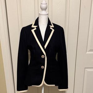 J. Crew Navy Blazer with Ivory Trim